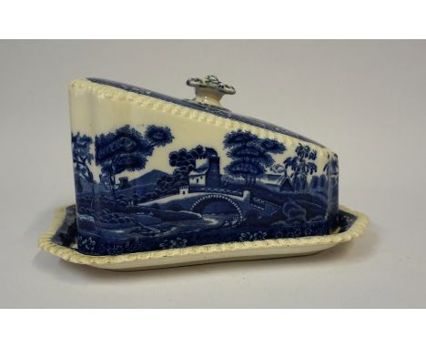 A Copeland Spode and Tower Blue &amp; White Pottery Cheese Dish with Cover, 14cm high