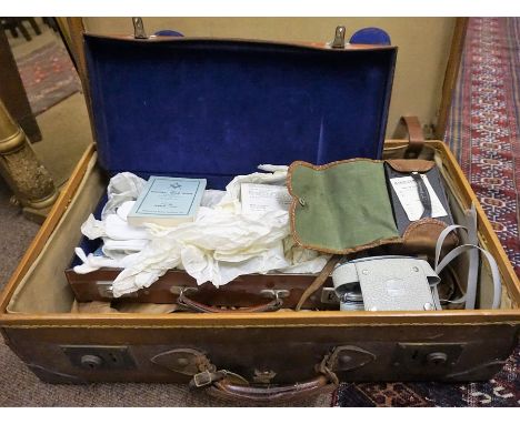 A Small Mixed Lot of Sundry Collectables, To include a masonic apron and gloves in a fitted case, Maxim box camera, and a vin