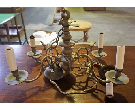 A Gilt Metal Ceiling Light, with six branches, 26cm high