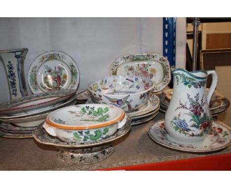 Group of polychrome Ironstone and similar china, plates, bowls, pitcher etc. 