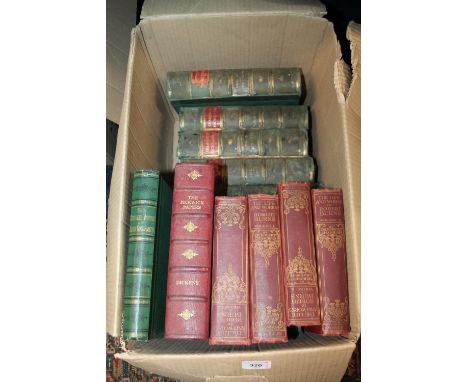 Box of books to include works by Burns, Goldsmith, Dickens, also Chambers's Encyclopedia. 