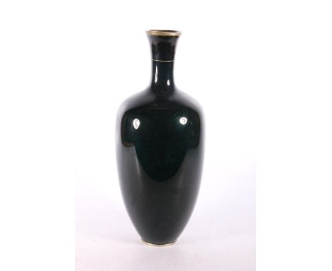 Dark green cloisonné enamel vase, 30cm high. #235 