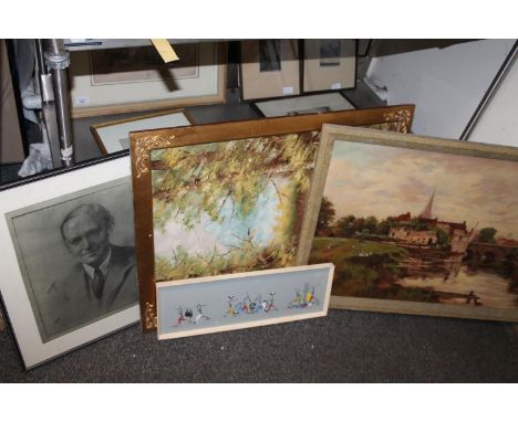 After Cuthbert Orde, offset lithographic print of gentleman, 40 x 29cm, and three other pictures.&nbsp; 