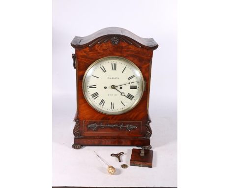 A Regency mahogany mantel clock by J.W. Clark of Brixton, 45cm tall. #46 