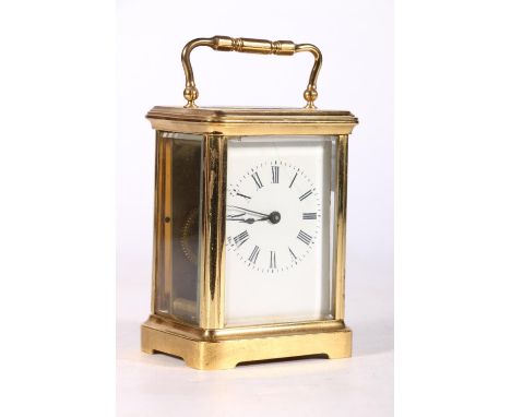 A French gilt brass carriage clock, 13cm tall. #76 