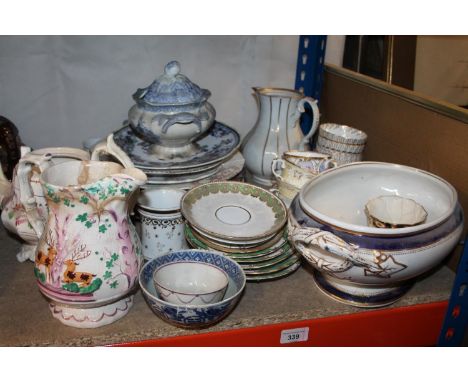 Group of mainly European china to include tea pot, saucers, tureens, etc. 