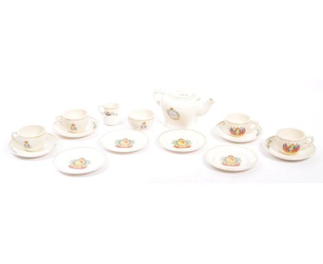 Corona - Royal Cauldon - A mid 20th century Royal commemorative small child's tea service set. Comprising of teapot, cups, sa