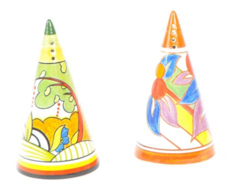 Clarice Cliff -&nbsp;A pair of&nbsp;hand painted&nbsp;sugar sifters by&nbsp;Clarice Cliff. Includes&nbsp;'Cornwall', the othe