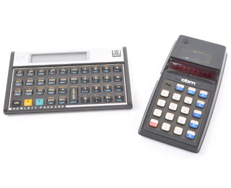 Calculators - two vintage c1980s calculators - an HP Hewlett Packard 11c model ,and a Commodore CBM SR 7919. Both untested, b