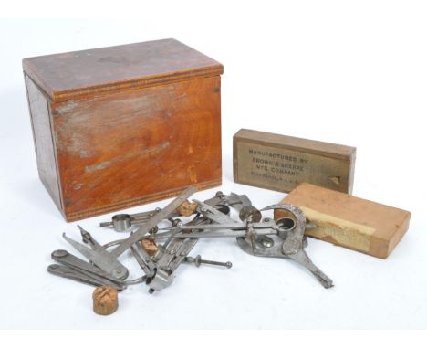 A collection of mid 20th century draughtsman's tools to include the makers Browne &amp; Sharp, Whitworth, Moore and Wright. H