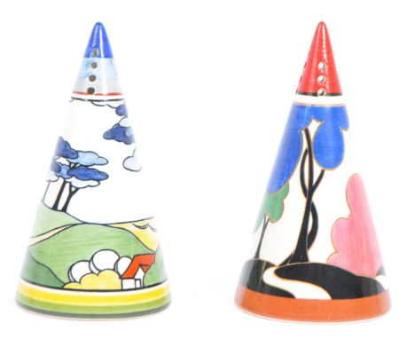 Clarice Cliff -&nbsp;A pair of&nbsp;hand painted&nbsp;sugar sifters by&nbsp;Clarice Cliff. Includes&nbsp;'Autumn', the other 