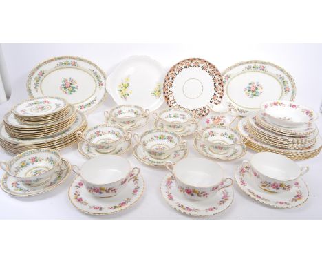 Foley - Ming Rose - Vintage 20th century bone china porcelain tea / dinner service. Comprising of cups, saucers, milk jug, su