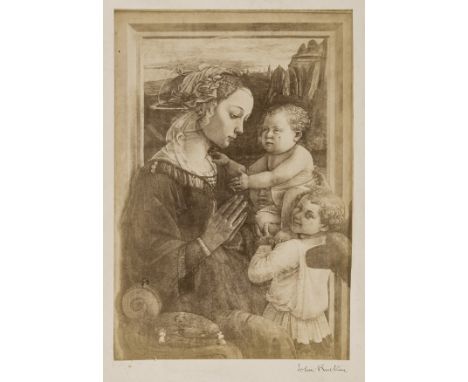 Ruskin (John, art critic and social critic, 1819-1900).- Albumen print photograph of Filippino Lippi's Madonna and Child sign