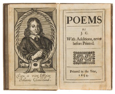 Cleveland (John) Poems by J.C. With additions, never before printed, engraved portrait frontispiece, title with woodcut ornam