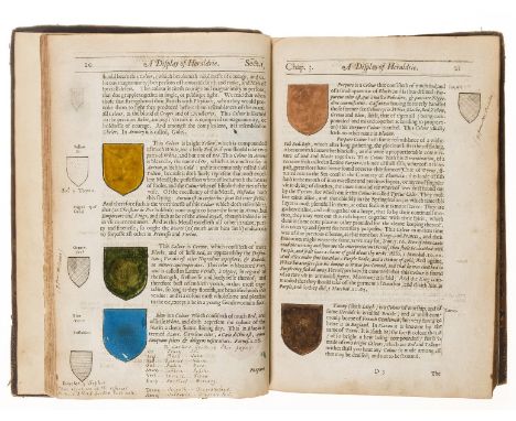 Guillim (John) A Display of Heraldrie, armorial illustrations, many hand-coloured, occasional manuscript notes and diagrams, 