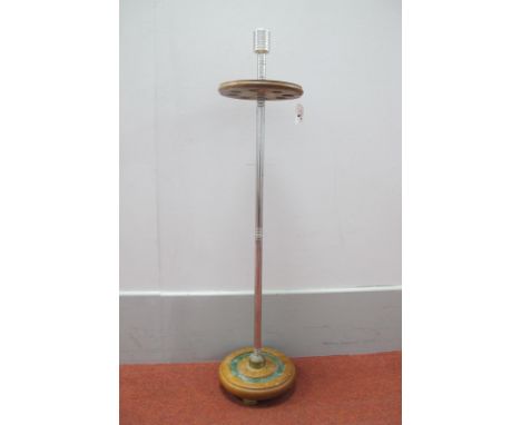 A Hardwood Stick Stand, for eight shafts, aluminium centre post, brass feet, 90cm long.