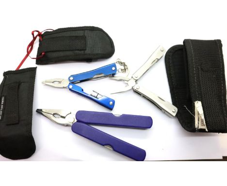 Box of three canvas cased multi tools. P&amp;P Group 2 (£18+VAT for the first lot and £3+VAT for subsequent lots) 