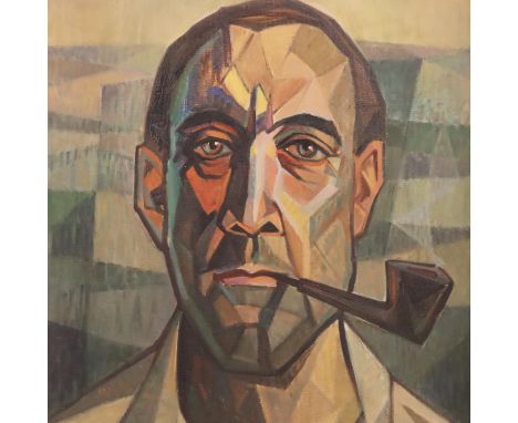 TAN SOEN KIONG (20th Century); oil on board geometric portrait of a gentleman, 50 x 71 cm, dated 61 and signed to lower right