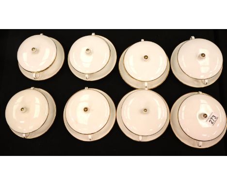 Set of eight Hammersley lidded soup coupes. P&amp;P Group 3 (£25+VAT for the first lot and £5+VAT for subsequent lots) 