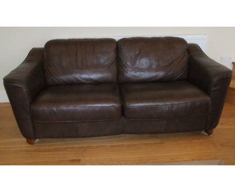 A John Lewis Darwin sofa bed with stitched finish in a mid brown colourway, 185 cm diameter