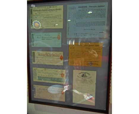 Eight 19th century/early 20th century documents relating to the town of Thornbury including a £10 share certificate for the T