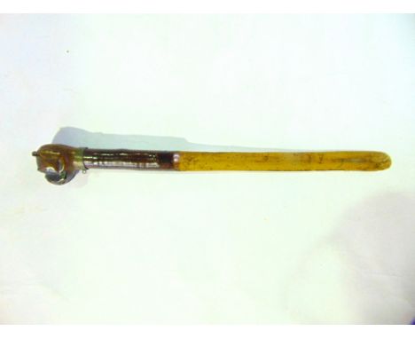 A 19th century carved cherrywood letter knife/page tuner, the mount in the form of a carved bull dog head