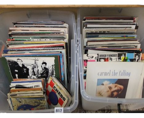 Two boxes of mixed LPS and single records mainly rock and pop but also including some jazz, artists include Rolling Stones, T