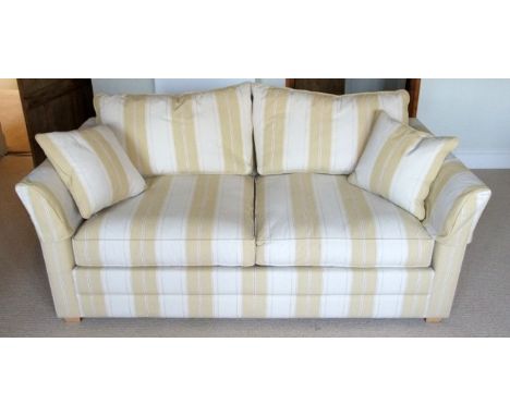 A Wesley Barrell Enstone three seat sofa bed in lamorak striped fabric, 190 cm length