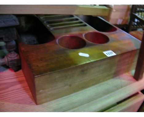 A vintage mahogany coin tray/till made from a single block with cut out receptacles, together with  a silver on copper oval t