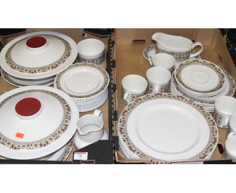 A Royal Doulton Fireglow pattern part tea and dinner service