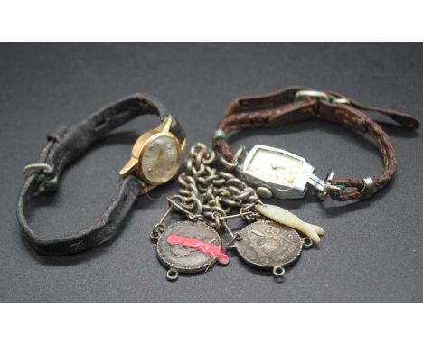 A lady's MuDu 18ct gold cased manual wind wristwatch, case dia.15mm; together with an Art Deco lady's manual wind wristwatch;