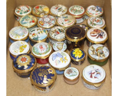 A collection of enamel and porcelain patch boxes, to include Crummles, Staffordshire Enamels and Royal WorcesterAll appear to