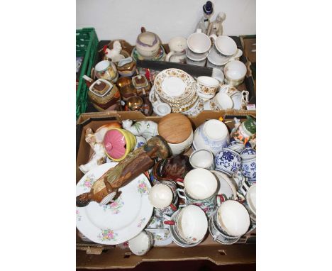 Two boxes of mixed ceramics to include a part tea service Royal Staffordshire bone china, Royal Cauldron part tea service and