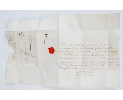 A collection of late 18th and 19th century postmarked / stamped letters, many with broken red wax seals, mainly to and/or fro