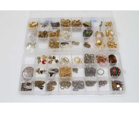 A collection of miscellaneous costume jewellery to include a sterling silver bar brooch surmounted by a Cornish pixie, Monet 