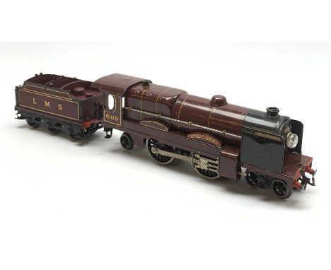 Hornby '0' gauge - three-rail electric 4-4-2 locomotive and tender 'Royal Scot' No.6100, fitted with smoke deflectors and lig