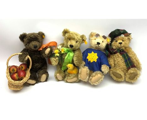 Three Steiff for Danbury Mint, 'The Four Seasons' teddy bears, Dylan, Sunny and Scrumpy, each with yellow tag and button to e