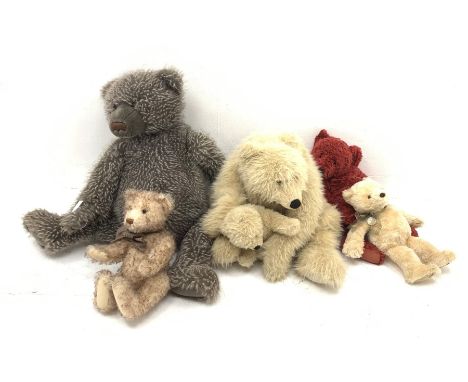 Five Gund teddy bears, comprising two large examples first edition The Bear Necessity 9541 256/500, and limited edition Gray 