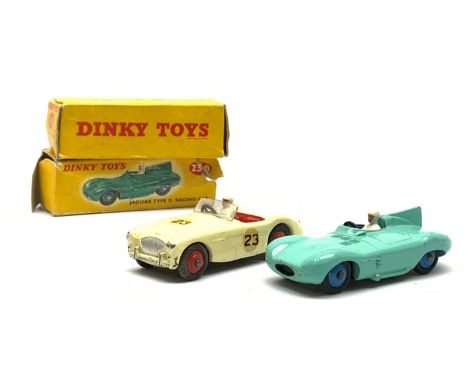 Dinky - Austin Healey '100' Sports Car No.109 and Jaguar Type 'D'. Racing Car No.238, both boxed (2) - Condition Report Heale