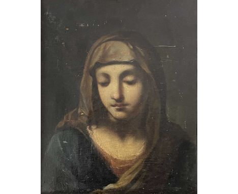 Manner of Giuseppe Maria Crespi, portrait of The Madonna, bust-length, oil on canvas, 37 by 30cm, framed