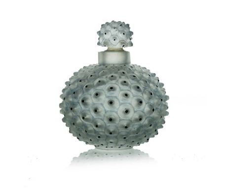 Rene Lalique, a Cactus or Rotterdam Lloyd Royal Dutch Mail glass perfume bottle, model 519, designed circa 1928, frosted with