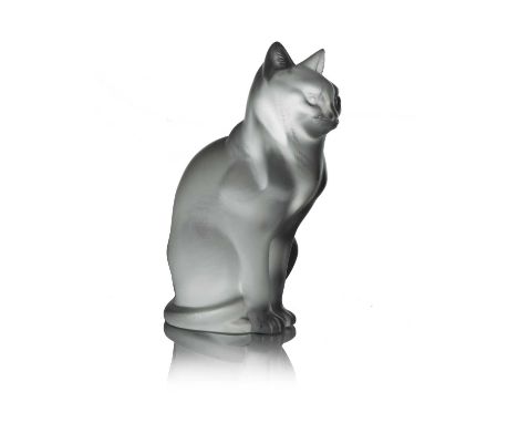 Lalique, a Chat Assis glass sculpture, model 1208, designed circa 1932, frosted, incised mark Lalique France, 21cm high