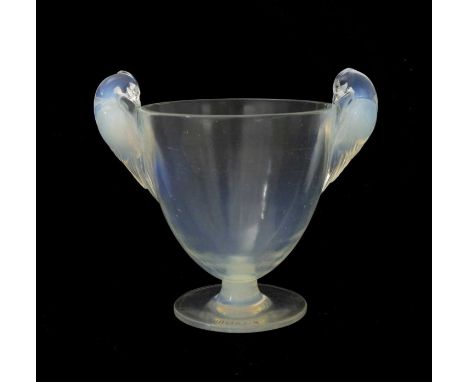 Rene Lalique, an Ornis opalescent glass vase, model 976, designed circa 1926, engraved mark R Lalique, 19cm high