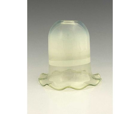 An Arts and Crafts straw opal glass light shade, probably James Powell and Son, Whiteriars, circa 1880, bell form with crimpe