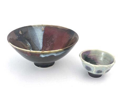 Margaret Frith (British, 1943), two cut-sided stoneware bowls, each bearing an impressed maker's mark together with the Brook