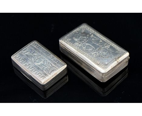 A George III silver snuff box, bright cut leaf and coral banding, with vacant cartouche, Samuel Pemberton, Birmingham 1807, t