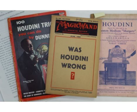 'Houdini Exposes The Tricks used by the Boston Medium 'Margery' Adams Press 1924, 'The Magic Ward' Jun 1950, 'Was Houdini Wro