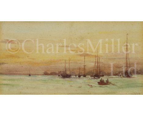 ATTRIBUTED TO WILLIAM LIONEL WYLLIE (BRITISH, 1851-1931) A set of four: two seascapes with shipping; harbour scene at sunset,