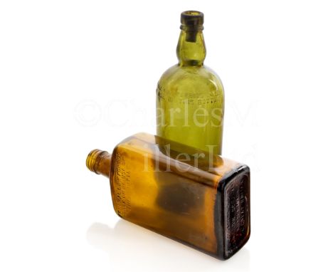 TWO WHISKY BOTTLES RECOVERED FROM THE WRECK OF THE S.S. POLITICIANboth empty and marked for Ballantine's, one retaining cork,