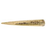 Ø A SCRIMSHAW DECORATED WHALEBONE FID, CIRCA 1860